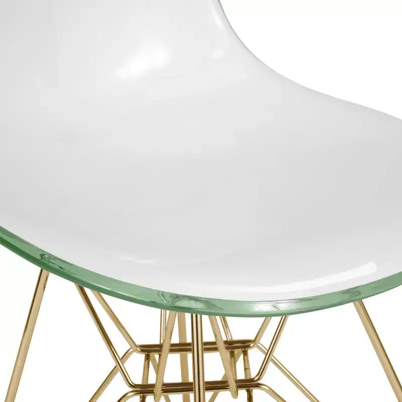 LeisureMod Cresco Sedie da pranzo moderne in acrilico (set da 4) Base cromata dorata Eiffel, eleganti sedie d'accento per sale da pranzo e cucine contemporanee