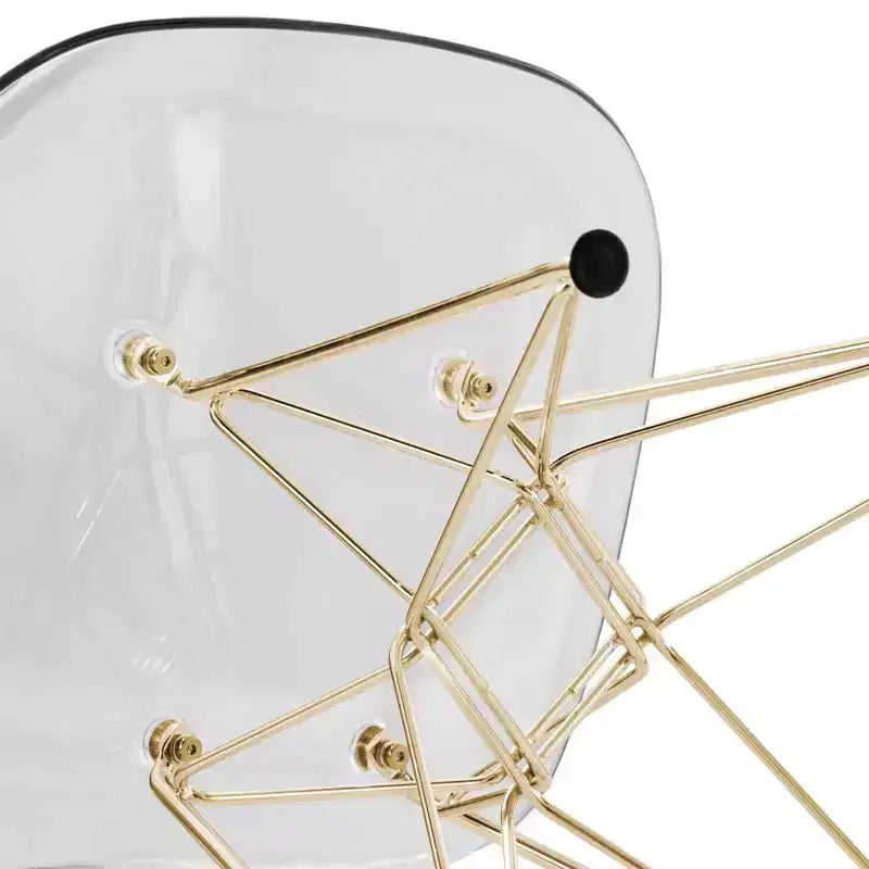 LeisureMod Cresco Sedie da pranzo moderne in acrilico (set da 4) Base cromata dorata Eiffel, eleganti sedie d'accento per sale da pranzo e cucine contemporanee