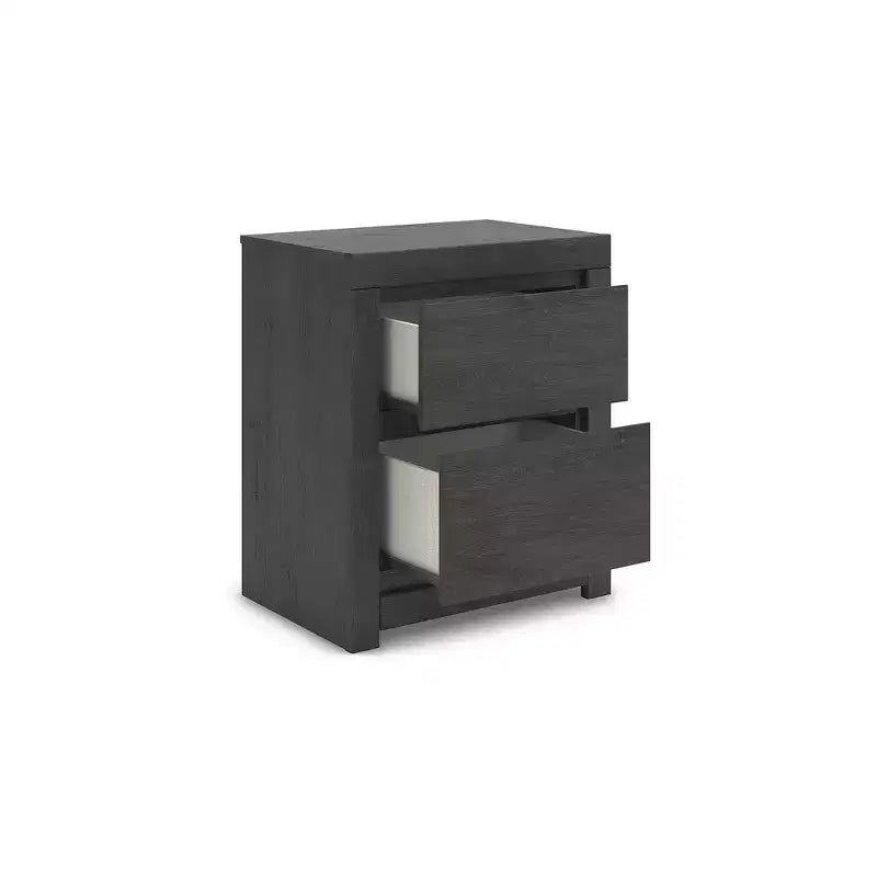 Comodino a 2 cassetti Candanew con porte di ricarica USB, grigio antracite