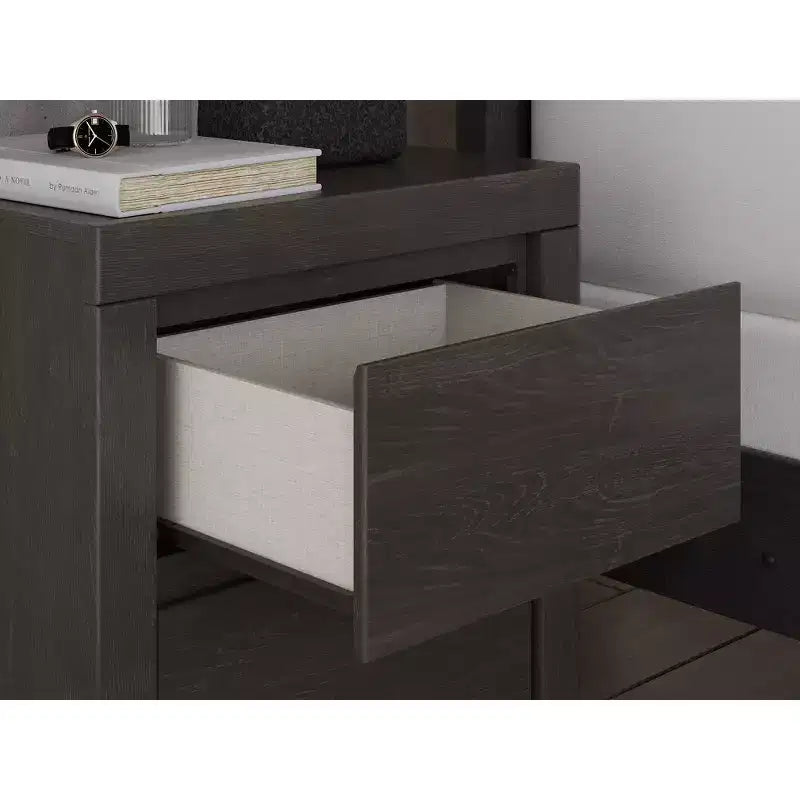 Comodino a 2 cassetti Candanew con porte di ricarica USB, grigio antracite