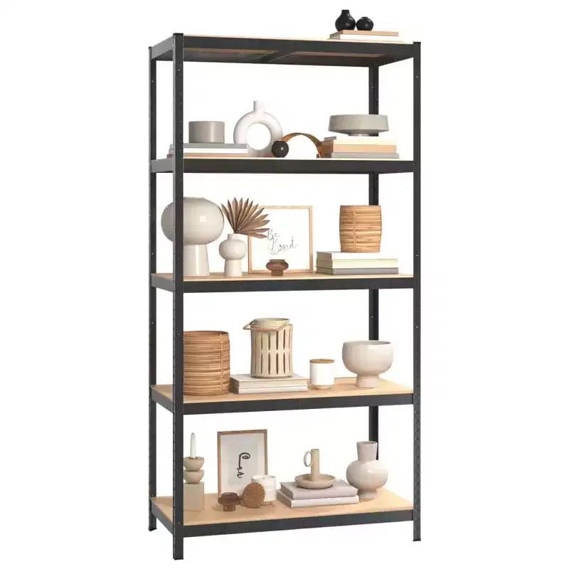 vidaXL Scaffale a 5 Ripiani Resistente Acciaio e Legno, Grigio