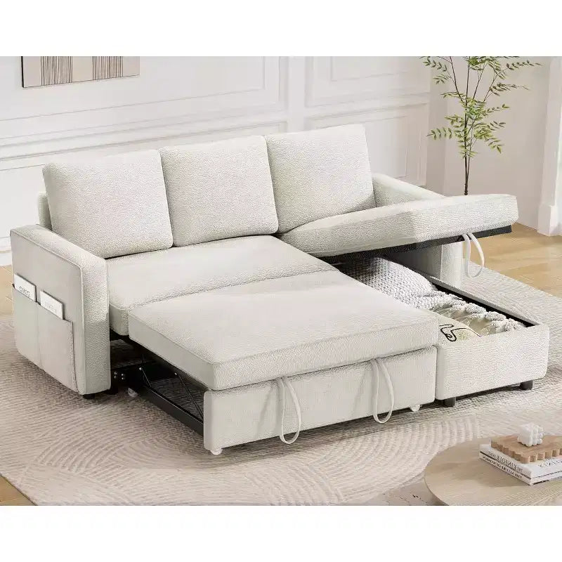 Divano letto multifunzione Dyonery da 81 pollici, divano estraibile, nessun attrezzo richiesto per il montaggio, due opzioni di tessuto disponibili