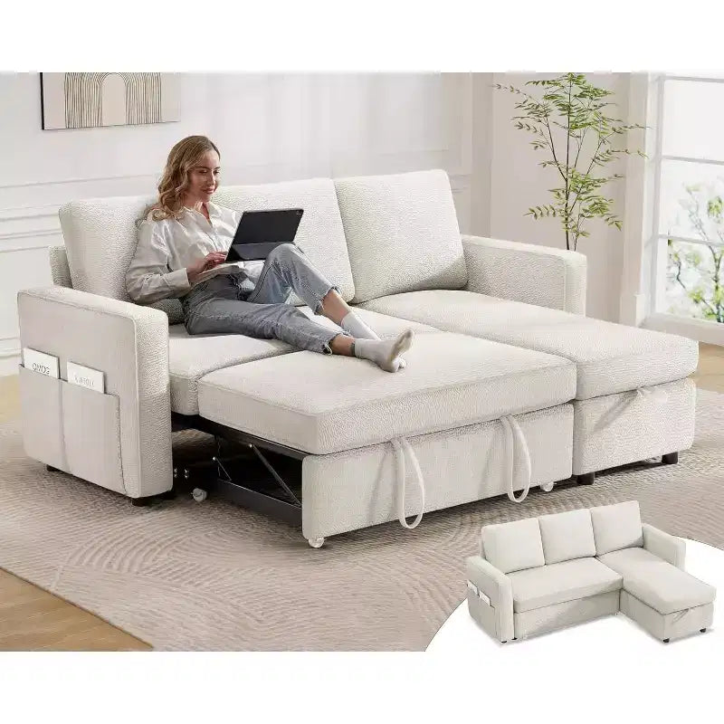 Dyonery 81-inch multi-functional sofa bed, pull-out sofa, no tool assembly required, two fabric options available