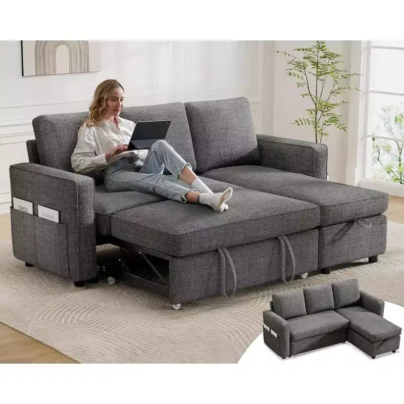 Divano letto multifunzione Dyonery da 81 pollici, divano estraibile, nessun attrezzo richiesto per il montaggio, due opzioni di tessuto disponibili
