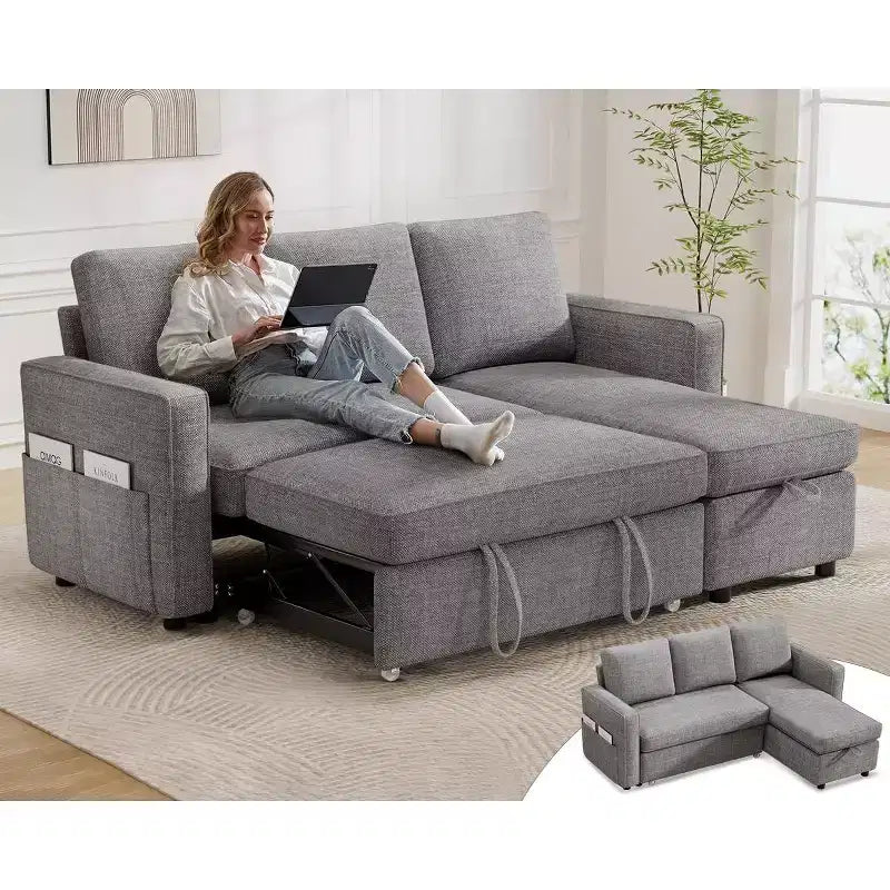 Divano letto multifunzione Dyonery da 81 pollici, divano estraibile, nessun attrezzo richiesto per il montaggio, due opzioni di tessuto disponibili