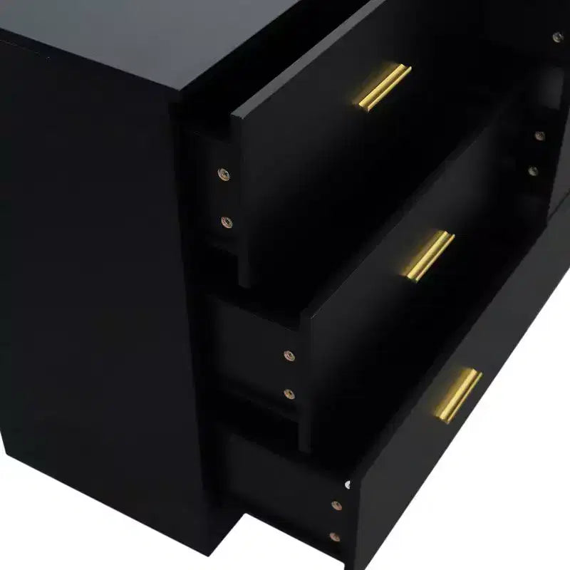Okak Comodino Cassettiera Minimalista da Camera da Letto con 6 Cassetti Maniglie Dorate Ampio Contenitore a Cassetti per Soggiorno Corridoio Stanza dei Bambini