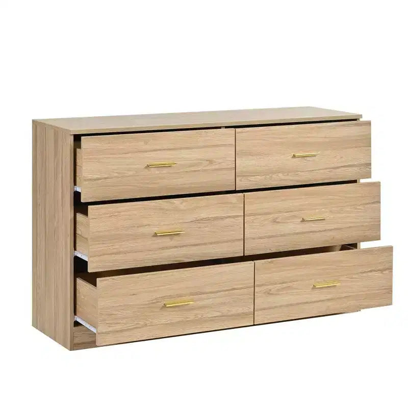 Okak Comodino Cassettiera Minimalista da Camera da Letto con 6 Cassetti Maniglie Dorate Ampio Contenitore a Cassetti per Soggiorno Corridoio Stanza dei Bambini