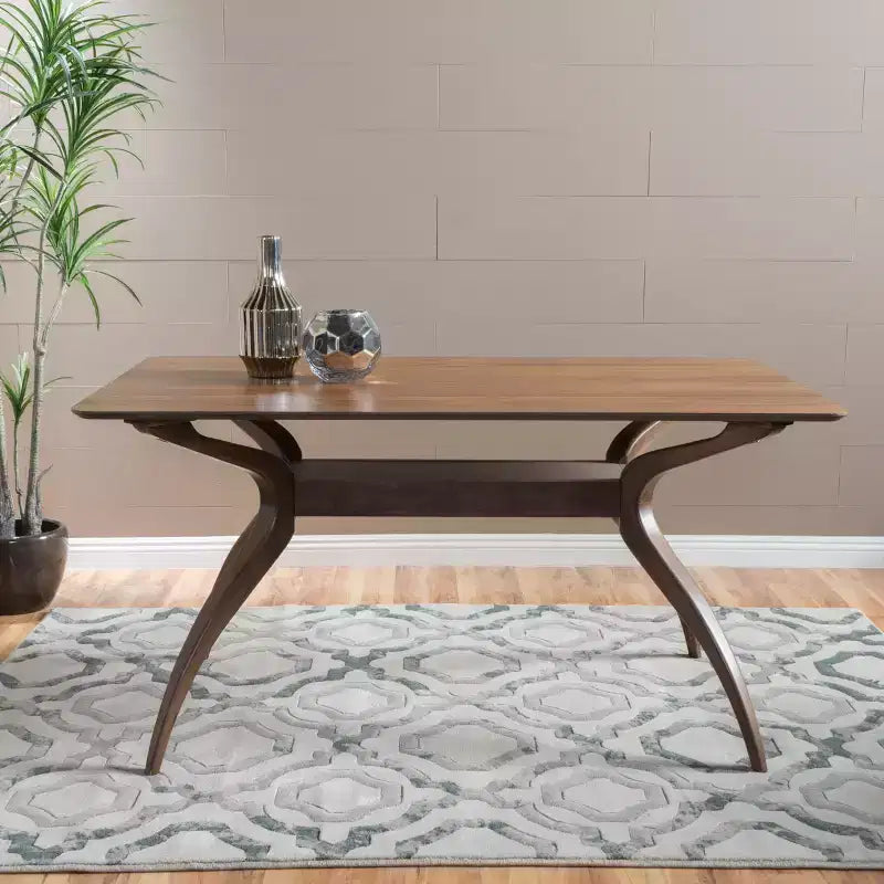 Tavolo da Pranzo Rettangolare Moderno di Metà Secolo Salli in Legno