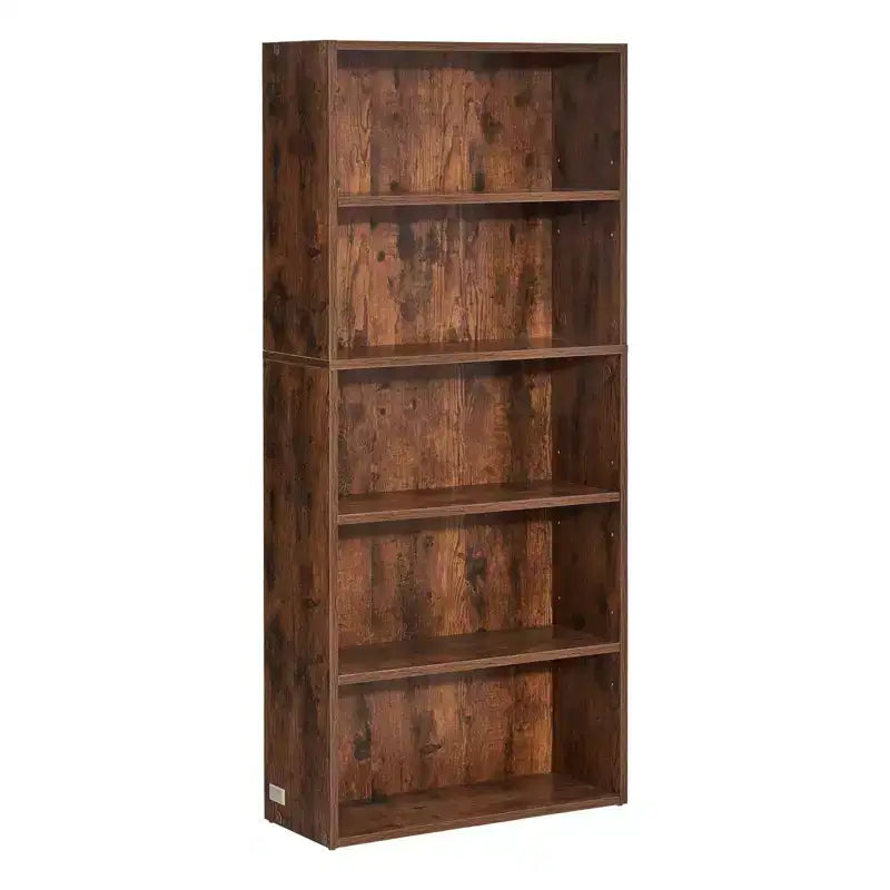 VIYET Libreria stretta a 5 ripiani alta 134 cm, Scaffale aperto regolabile, Stoccaggio autoportante, Camera da letto/Soggiorno/Ufficio/Biblioteca, Marrone