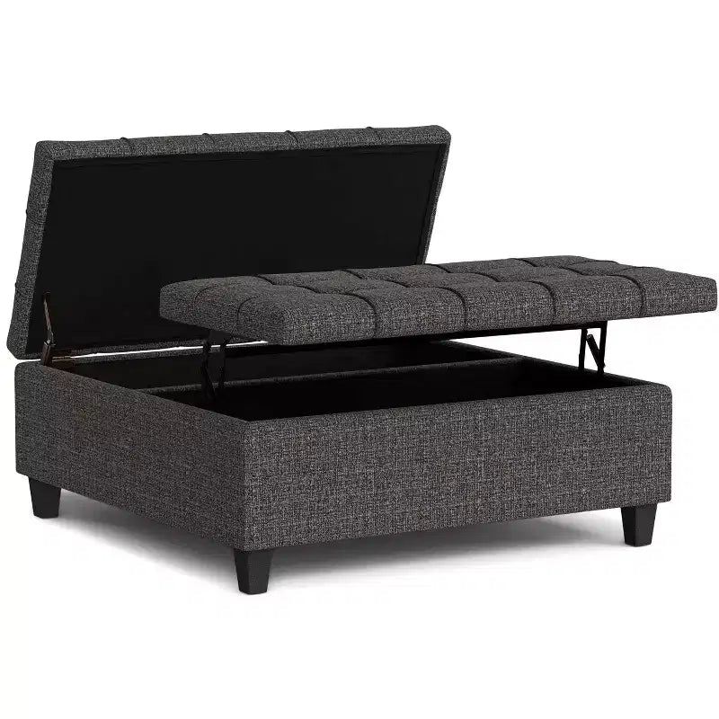 Elliot 40 inch Wide Transitional Large Square Coffee Table Storage Ottoman