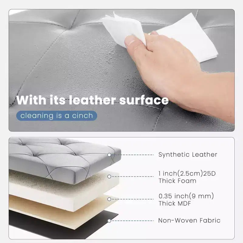 NAYSAYE 43 Pouf Contenitore Panca, Poggiapiedi Pieghevole Seduta Imbottita, Panca Lunga Porta Scarpe, Carico 300 kg per Soggiorno Ingresso Camera da Letto, 109*38*38 cm