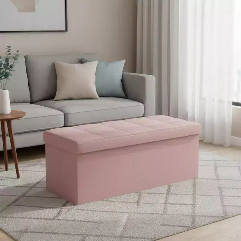 NAYSAYE 43 Pouf Contenitore Panca, Poggiapiedi Pieghevole Seduta Imbottita, Panca Lunga Porta Scarpe, Carico 300 kg per Soggiorno Ingresso Camera da Letto, 109*38*38 cm