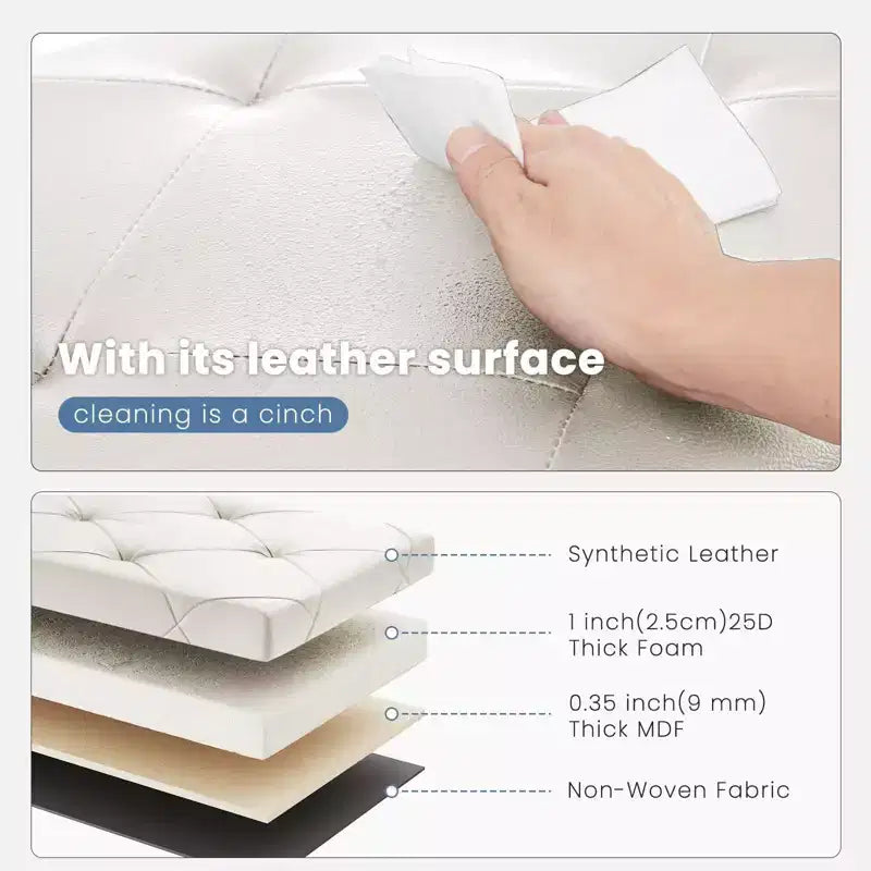NAYSAYE 43 Pouf Contenitore Panca, Poggiapiedi Pieghevole Seduta Imbottita, Panca Lunga Porta Scarpe, Carico 300 kg per Soggiorno Ingresso Camera da Letto, 109*38*38 cm