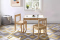 Etokfoks 3 Piece Kids Table and Chair Set with Dry Erase Tabletop Solid Wood Durable Natural Finish Includes 2 Chairs