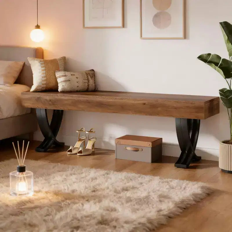 Panca Benson Modern 60 in Legno e Metallo