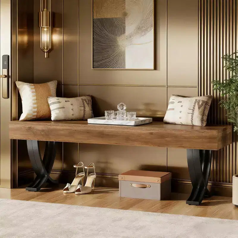 Panca Benson Modern 60 in Legno e Metallo