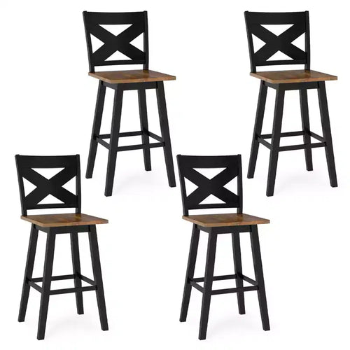 Costway 29'' Swivel Barstools Set of 4 w/Backrest Large Seat Footrest for Kitchen Island