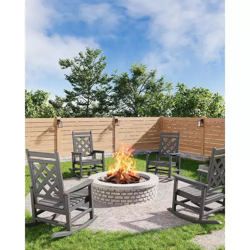 Sedia a dondolo Adirondack in HDPE per tutte le stagioni, 172 kg, resistente alle intemperie, schienale alto, braccioli larghi, per ponte, patio, piscina, giardino