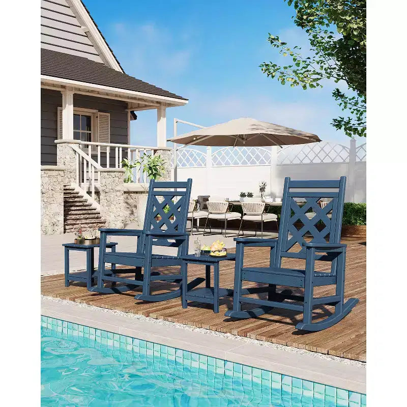 Sedia a dondolo Adirondack in HDPE per tutte le stagioni, 172 kg, resistente alle intemperie, schienale alto, braccioli larghi, per ponte, patio, piscina, giardino