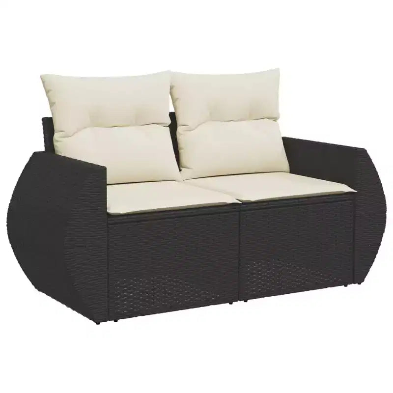 vidaXL Salotto da Giardino Nero, Bianco Crema, in Rattan PE, Grande