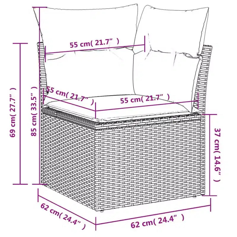 vidaXL Salotto da Giardino Nero, Bianco Crema, in Rattan PE, Grande