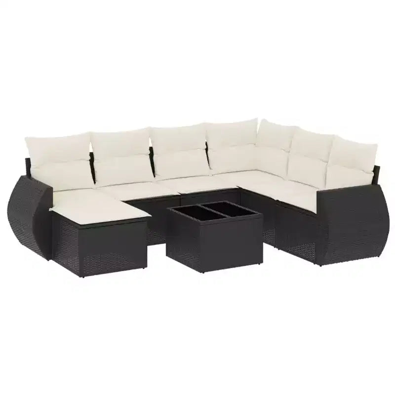 vidaXL Garden Sofa Set Black Poly rattan Large Modular Garden Sofa Set