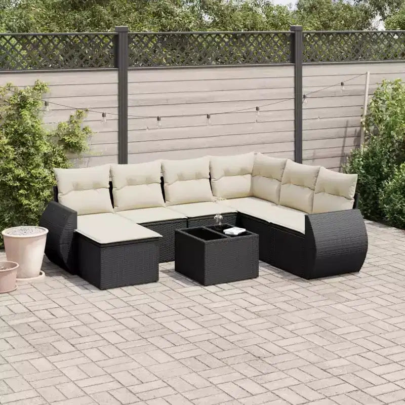 vidaXL Set divani da giardino in polyrattan nero, grande, componibile