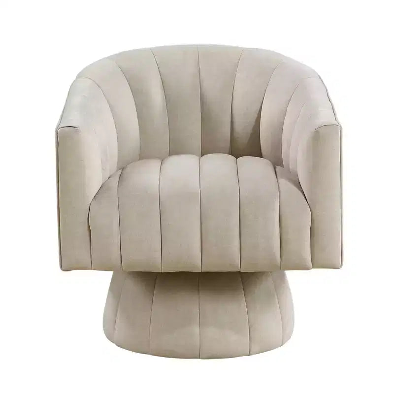 Poltrona a botte girevole Madison moderna imbottita in velluto con struttura in legno