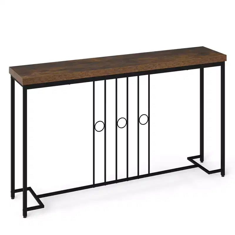 Tavolo Consolle Industriale da 55'' Stretto con Base a Forma di H e Piano Spazioso