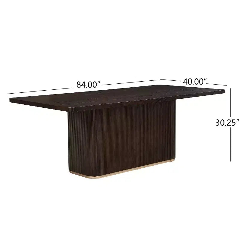 Eloise Moderno Tavolo da pranzo rettangolare oversize 84" 8 posti con base a piedistallo Marrone scuro