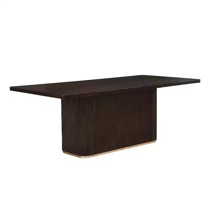 Eloise Moderno Tavolo da pranzo rettangolare oversize 84" 8 posti con base a piedistallo Marrone scuro