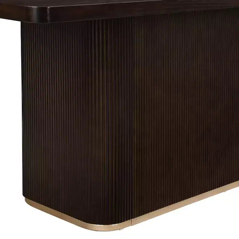 Eloise Moderno Tavolo da pranzo rettangolare oversize 84" 8 posti con base a piedistallo Marrone scuro
