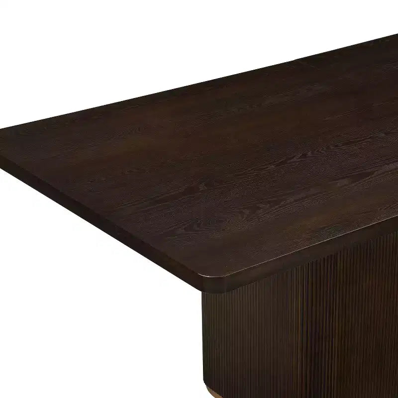 Eloise Moderno Tavolo da pranzo rettangolare oversize 84" 8 posti con base a piedistallo Marrone scuro