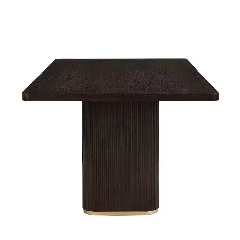 Eloise Moderno Tavolo da pranzo rettangolare oversize 84" 8 posti con base a piedistallo Marrone scuro