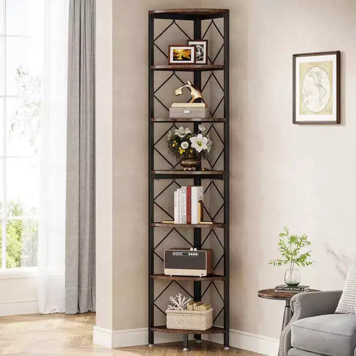 Libreria a 7 ripiani da 78,7" marrone/nera
