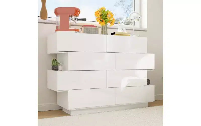 Cassettiera Famapy con struttura bianca non abbinata dal design creativo, 8 cassetti